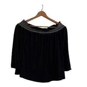 Old Navy Black Off-Shoulder Long Sleeve Blouse Size Small